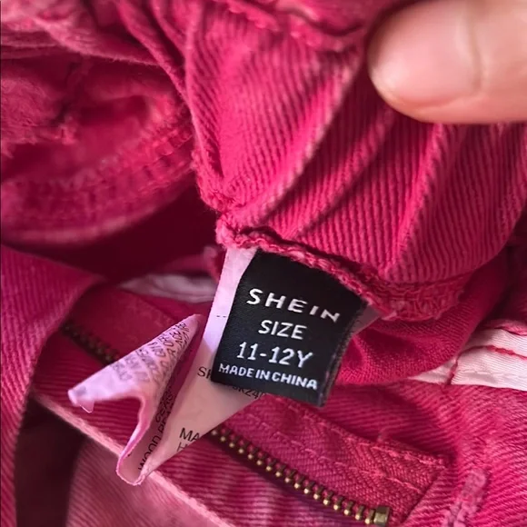 SHEIN Pink High Waist Denim Shorts - Picture 2 of 2